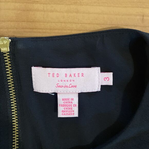 Ted Baker London Black Pink Rhinestones Zipper Back‎ Sleeveless Shift Dress - 3 - Picture 14 of 16